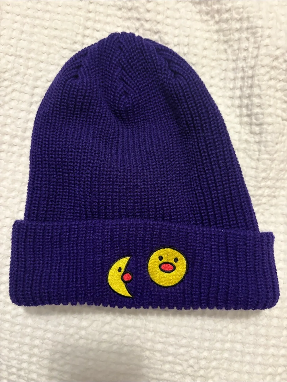 Retro Kid x Big Comfy Couch Purple Knit Beanie with Moon Patches